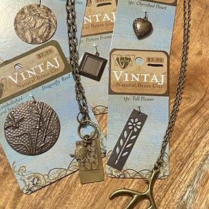 Vintaj Brass findings & necklace lot